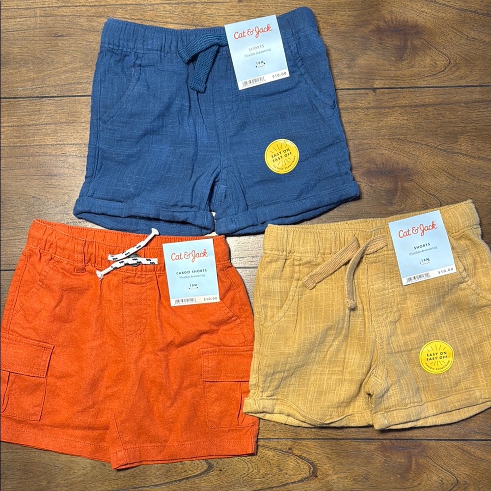Cat & Jack Kids Cargo Shorts - Blue, Orange, Yellow Size 18M
